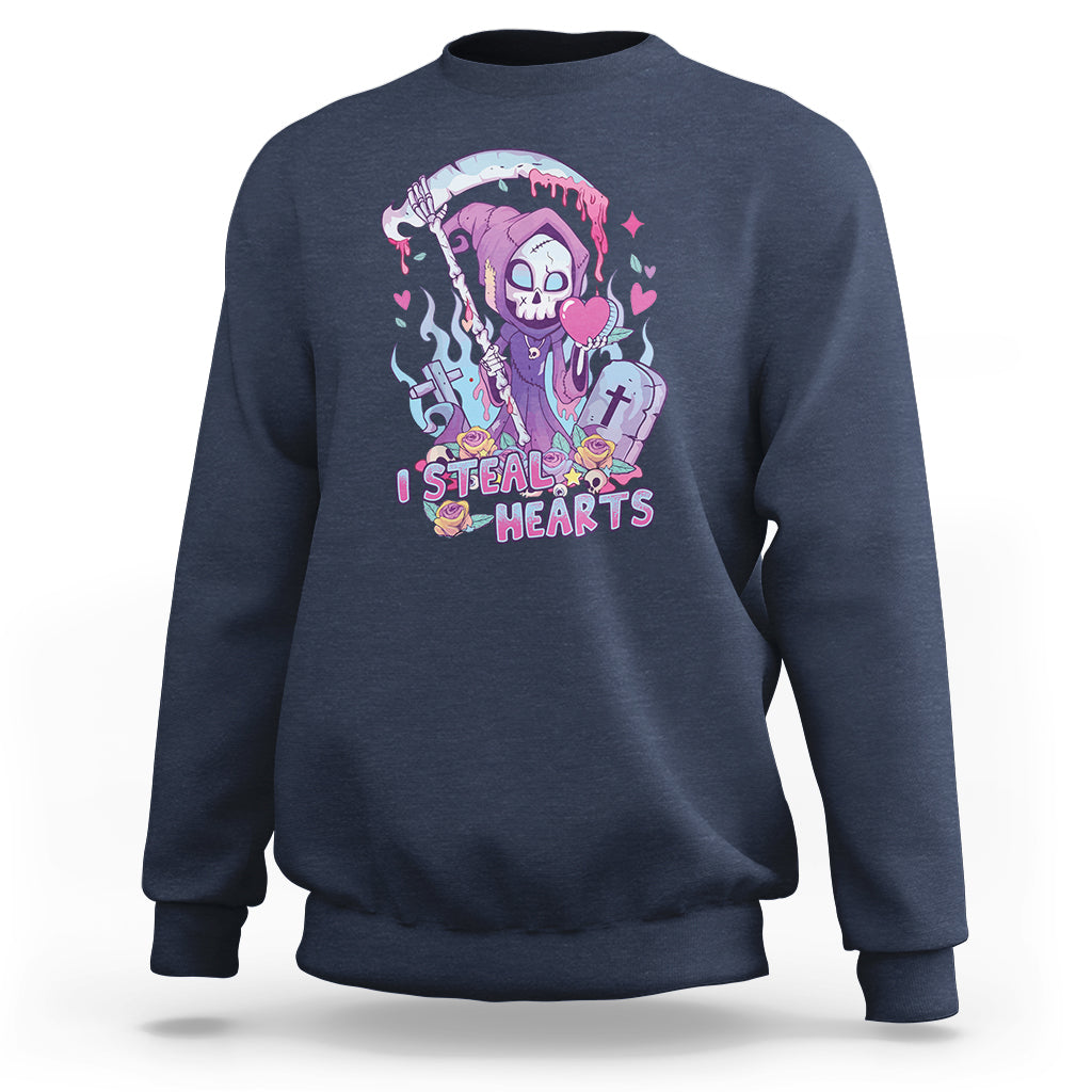 Funny Valentine I Steal Hearts Grim Reaper Womens Mens Sweatshirt - Wonder Print Shop