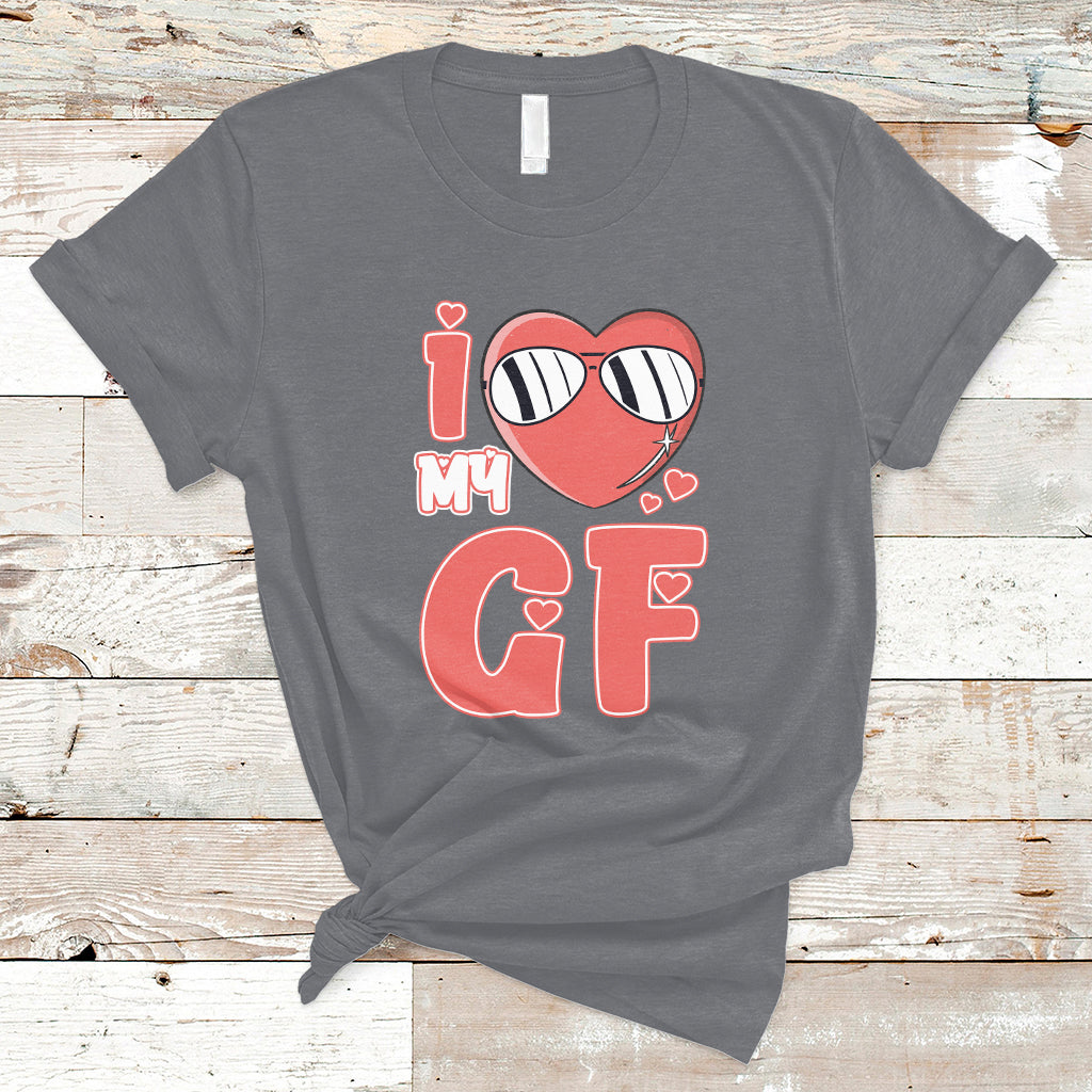 I Love My GF Red Heart Valentine's Day Husband Boyfriend T-Shirt - Wonder Print Shop