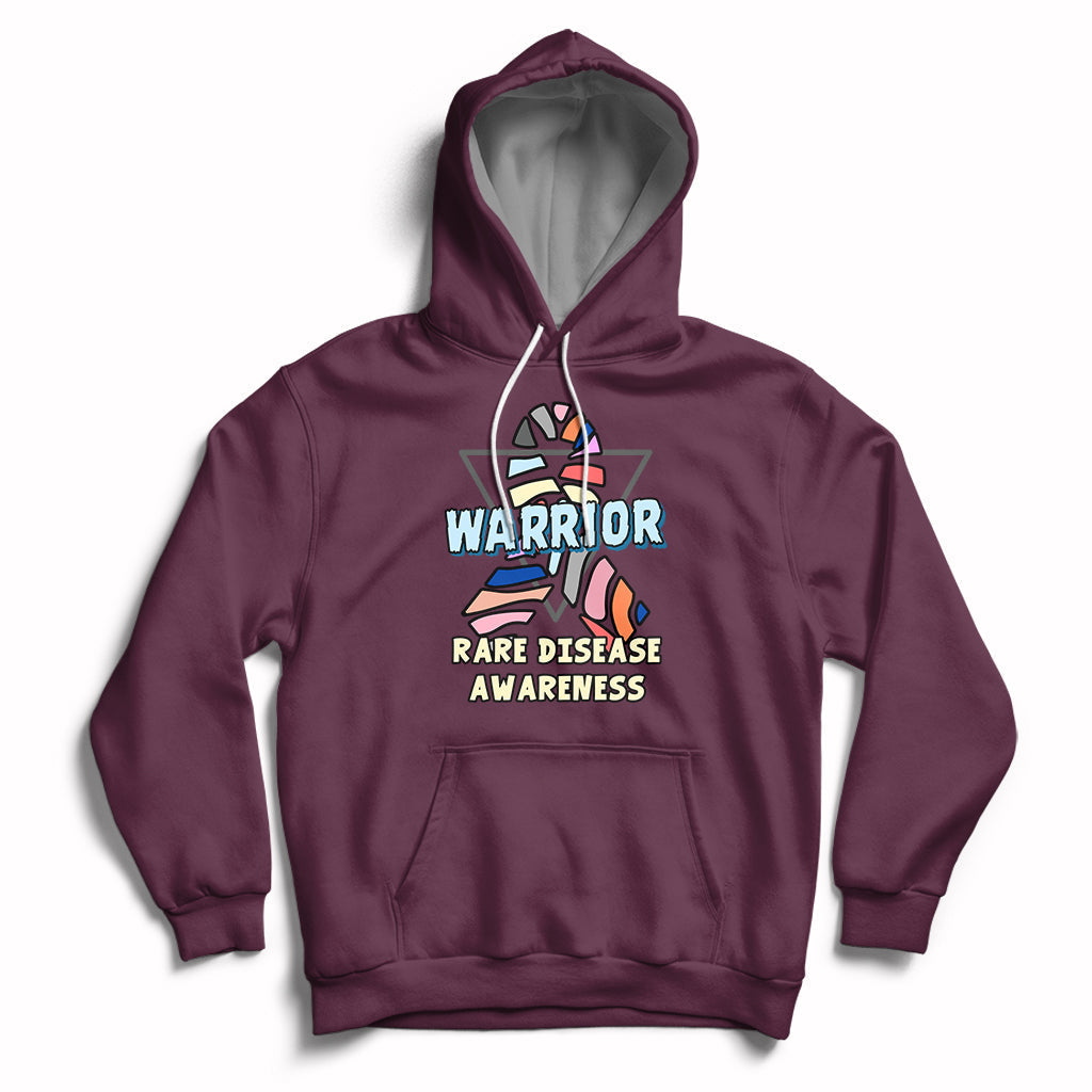 Rare Disease Warrior Rare Disease Awareness Zebra Ribbon Fighter Hoodie - Wonder Print Shop