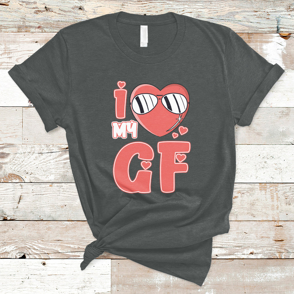 I Love My GF Red Heart Valentine's Day Husband Boyfriend T-Shirt - Wonder Print Shop