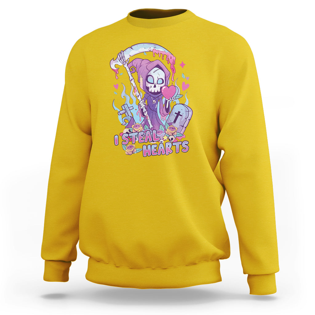Funny Valentine I Steal Hearts Grim Reaper Womens Mens Sweatshirt - Wonder Print Shop