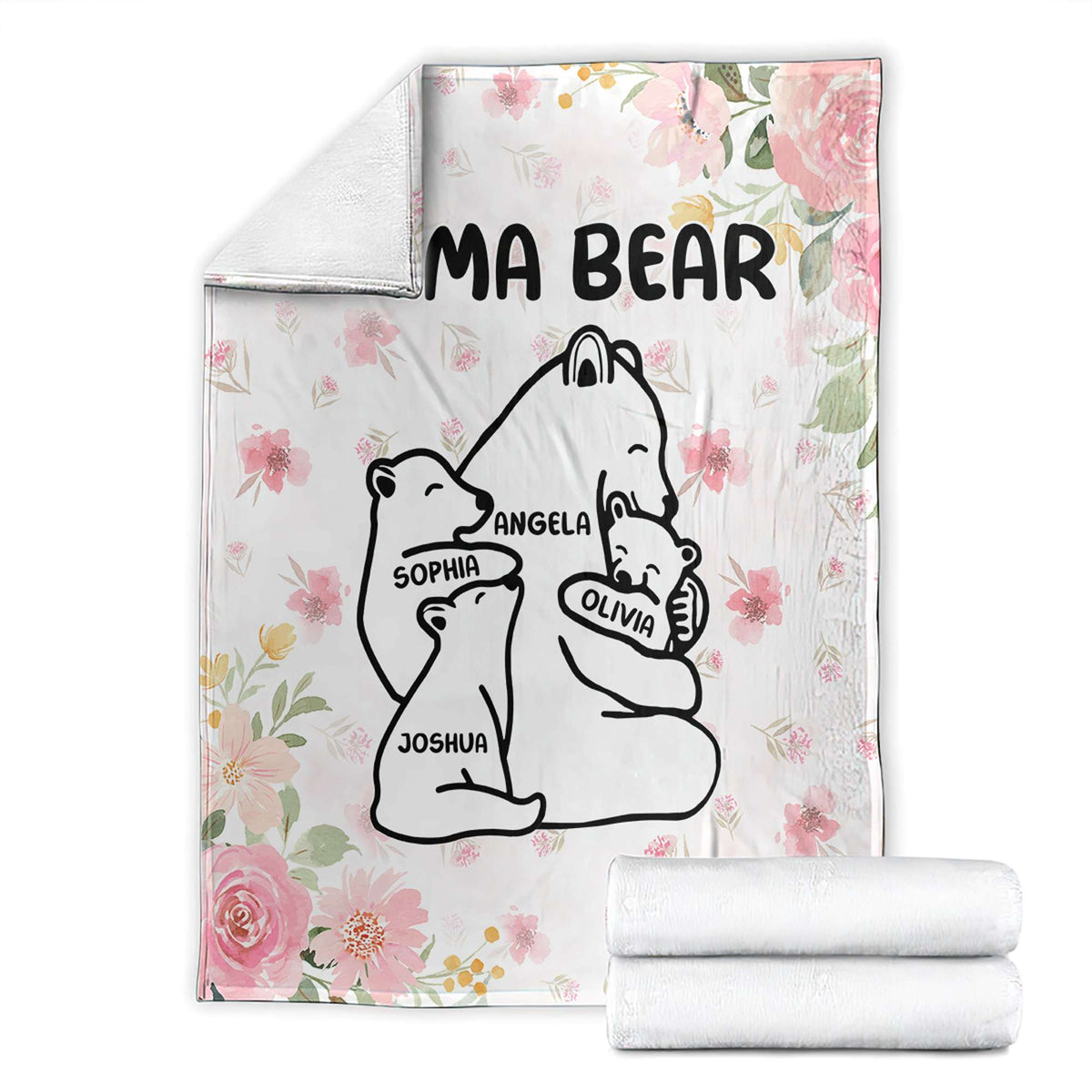 Custom Mother's Day Blanket Mama Bear With Cubs - Wonder Print Shop