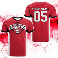 Custom 2025 Basketball Champions Scarlet White T Shirt | Wonder Print Shop