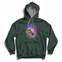 Forest green hoodie with ant warrior graphic, front pocket, and drawstring hood.