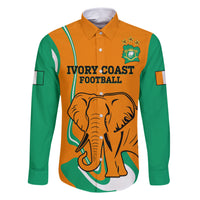 Custom Ivory Coast Football Long Sleeve Button Shirt  Les Elephants 2024 Champions - Wonder Print Shop