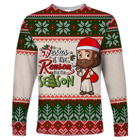 Christmas Jesus Is The Reason For The Season Ugly Pattern Long Sleeve Shirt - LT12 - Wonder Print Shop