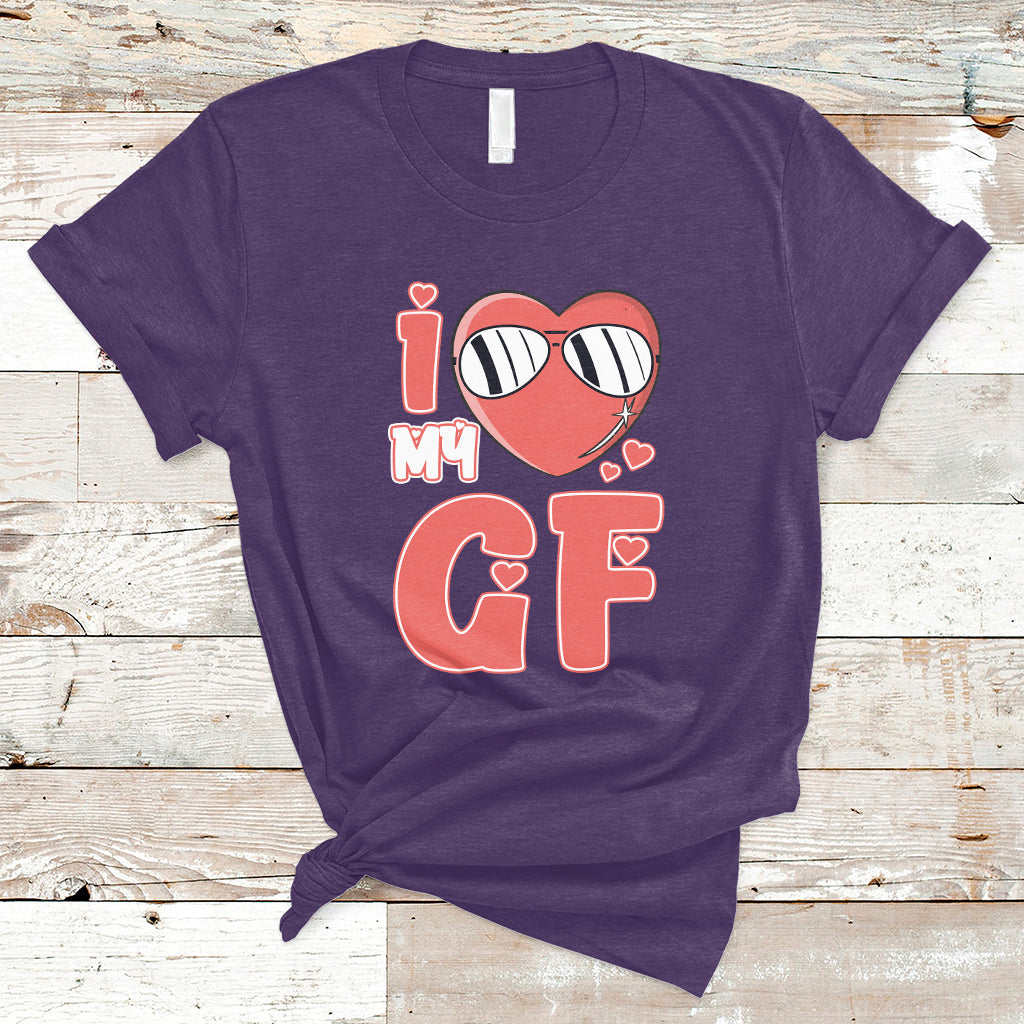 I Love My GF Red Heart Valentine's Day Husband Boyfriend T-Shirt - Wonder Print Shop