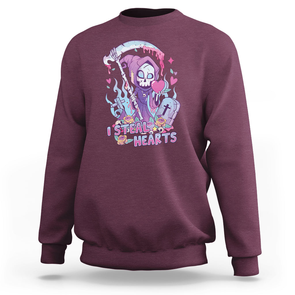 Funny Valentine I Steal Hearts Grim Reaper Womens Mens Sweatshirt - Wonder Print Shop