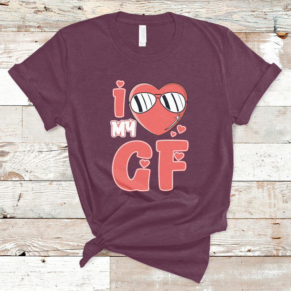 I Love My GF Red Heart Valentine's Day Husband Boyfriend T-Shirt - Wonder Print Shop
