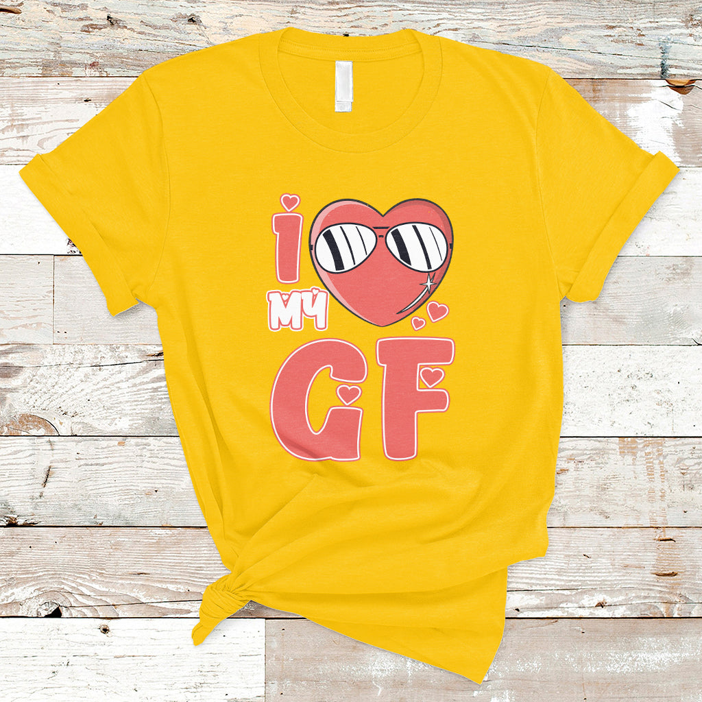 I Love My GF Red Heart Valentine's Day Husband Boyfriend T-Shirt - Wonder Print Shop