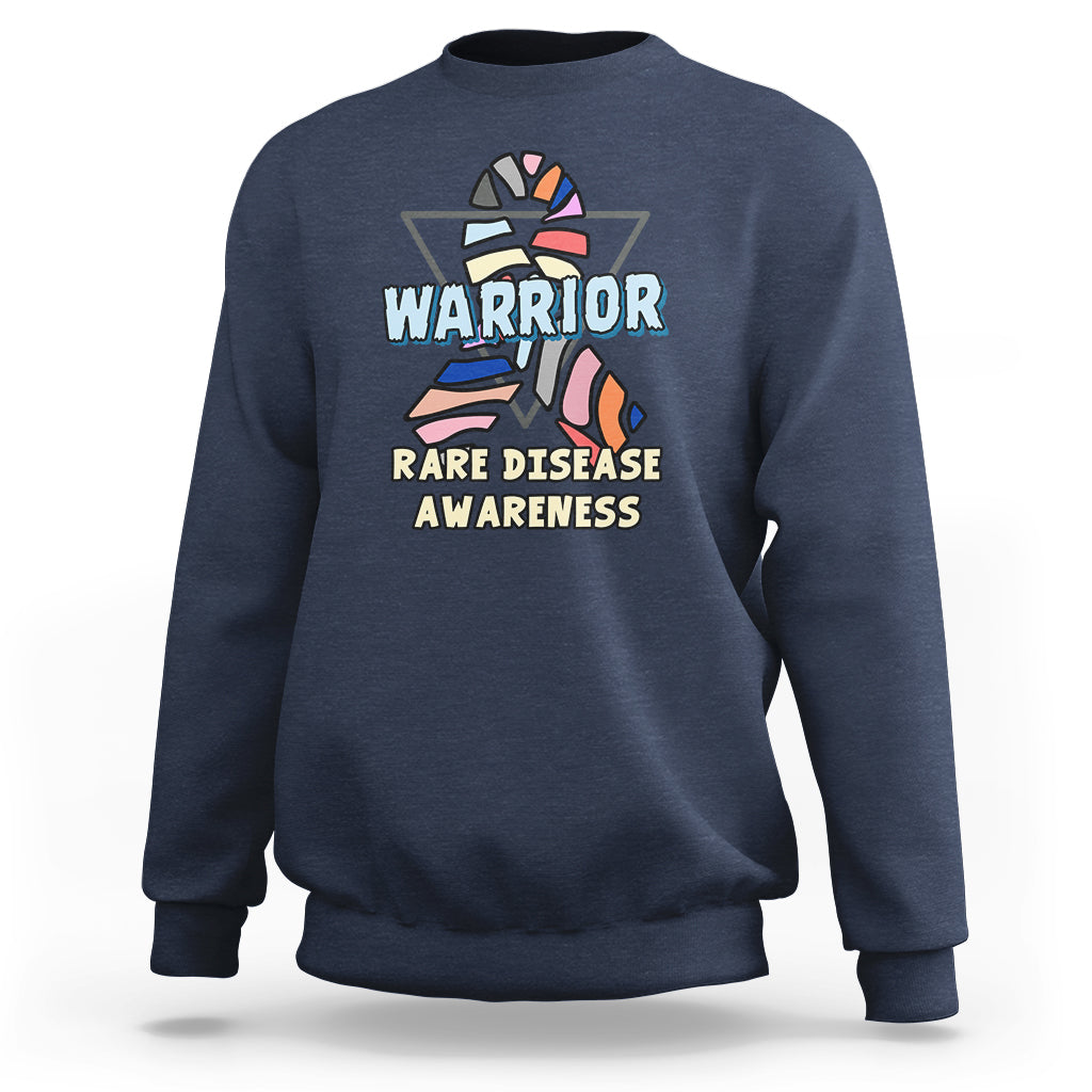 Rare Disease Warrior Rare Disease Awareness Zebra Ribbon Fighter Sweatshirt - Wonder Print Shop