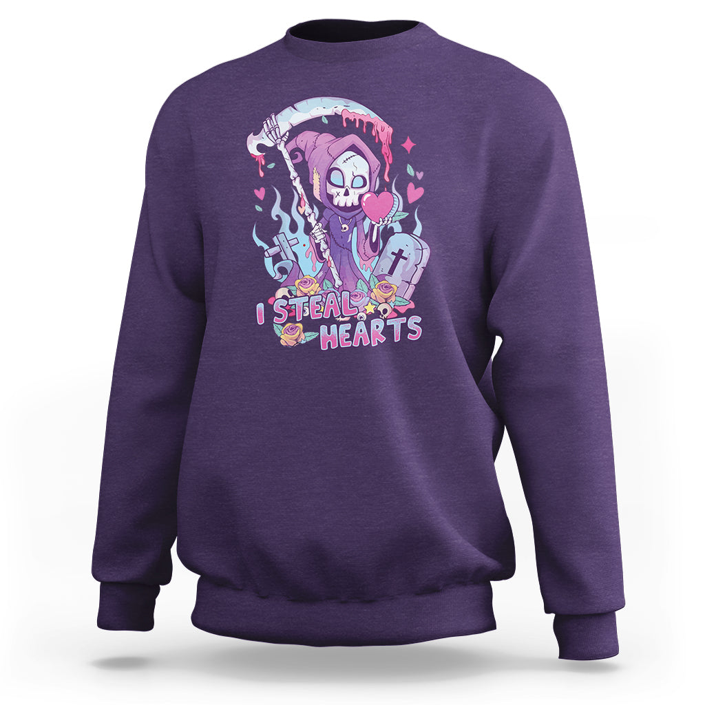Funny Valentine I Steal Hearts Grim Reaper Womens Mens Sweatshirt - Wonder Print Shop