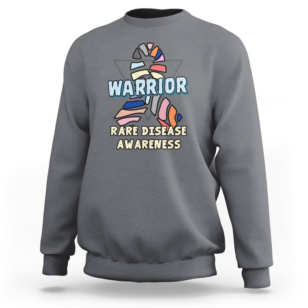 Rare Disease Warrior Rare Disease Awareness Zebra Ribbon Fighter Sweatshirt - Wonder Print Shop