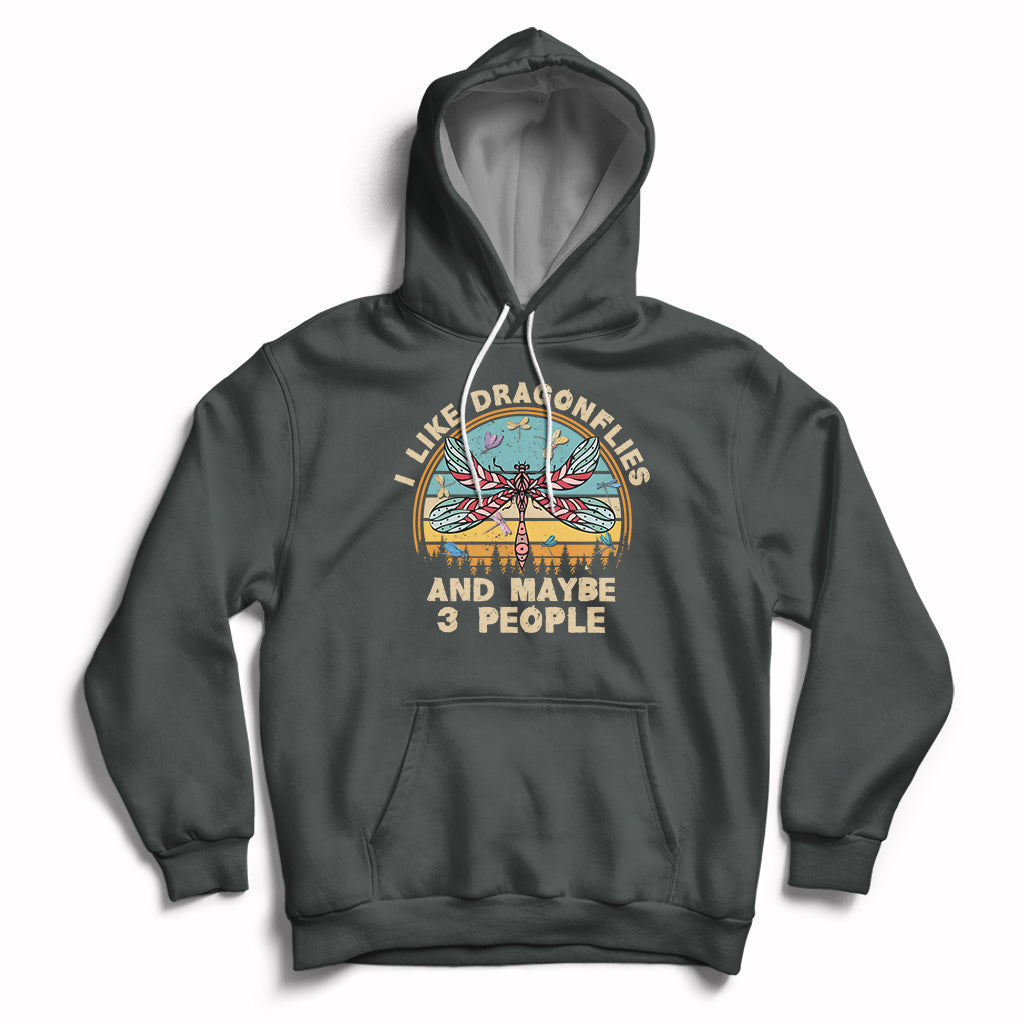Vintage Funny I Like Dragonflies And Maybe 3 People Hoodie - Wonder Print Shop