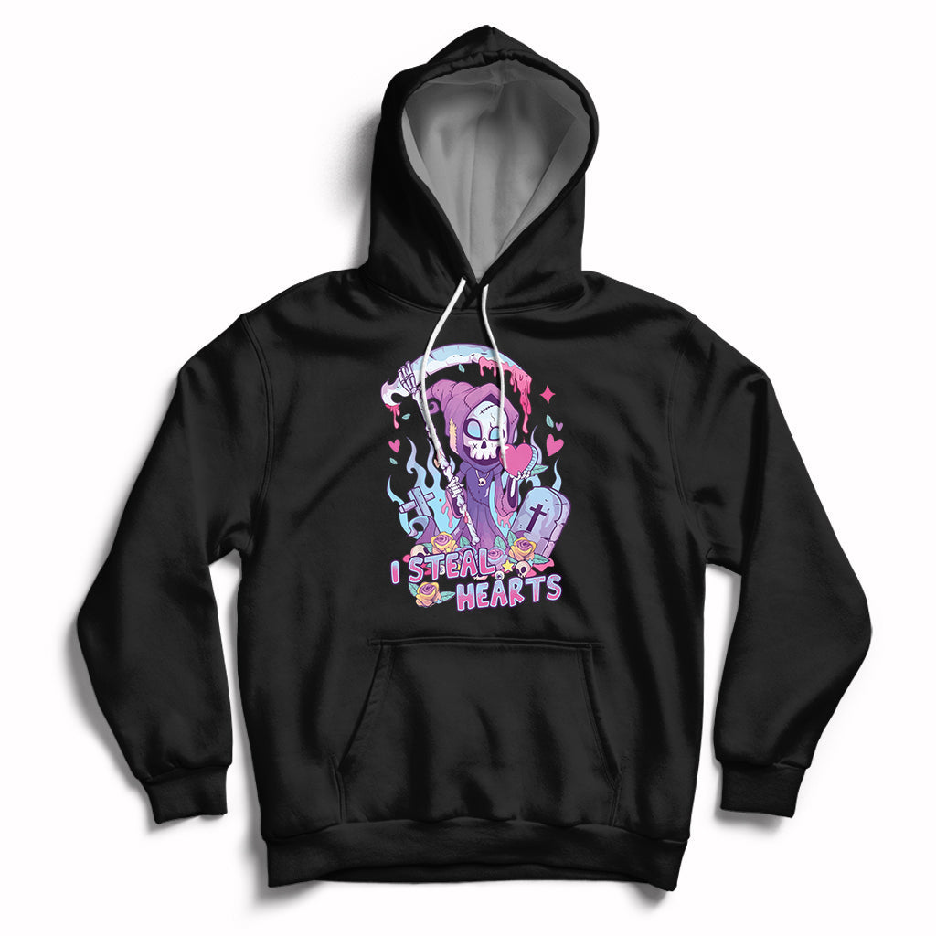 Funny Valentine I Steal Hearts Grim Reaper Womens Mens Hoodie - Wonder Print Shop