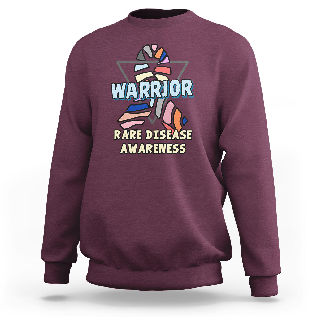Rare Disease Warrior Rare Disease Awareness Zebra Ribbon Fighter Sweatshirt - Wonder Print Shop