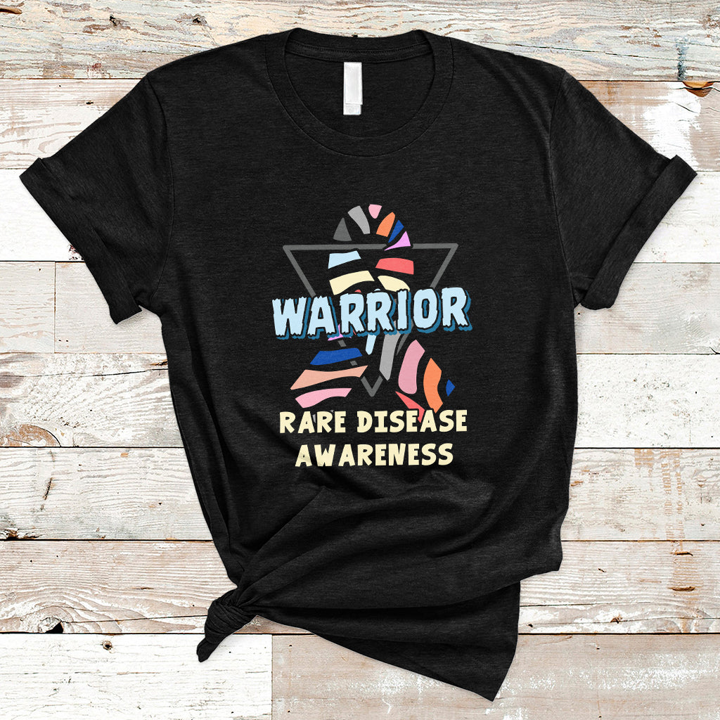 Rare Disease Warrior Rare Disease Awareness Zebra Ribbon Fighter T Shirt - Wonder Print Shop