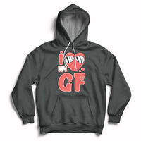 Dark charcoal pullover hoodie with red heart GF graphic and hood
