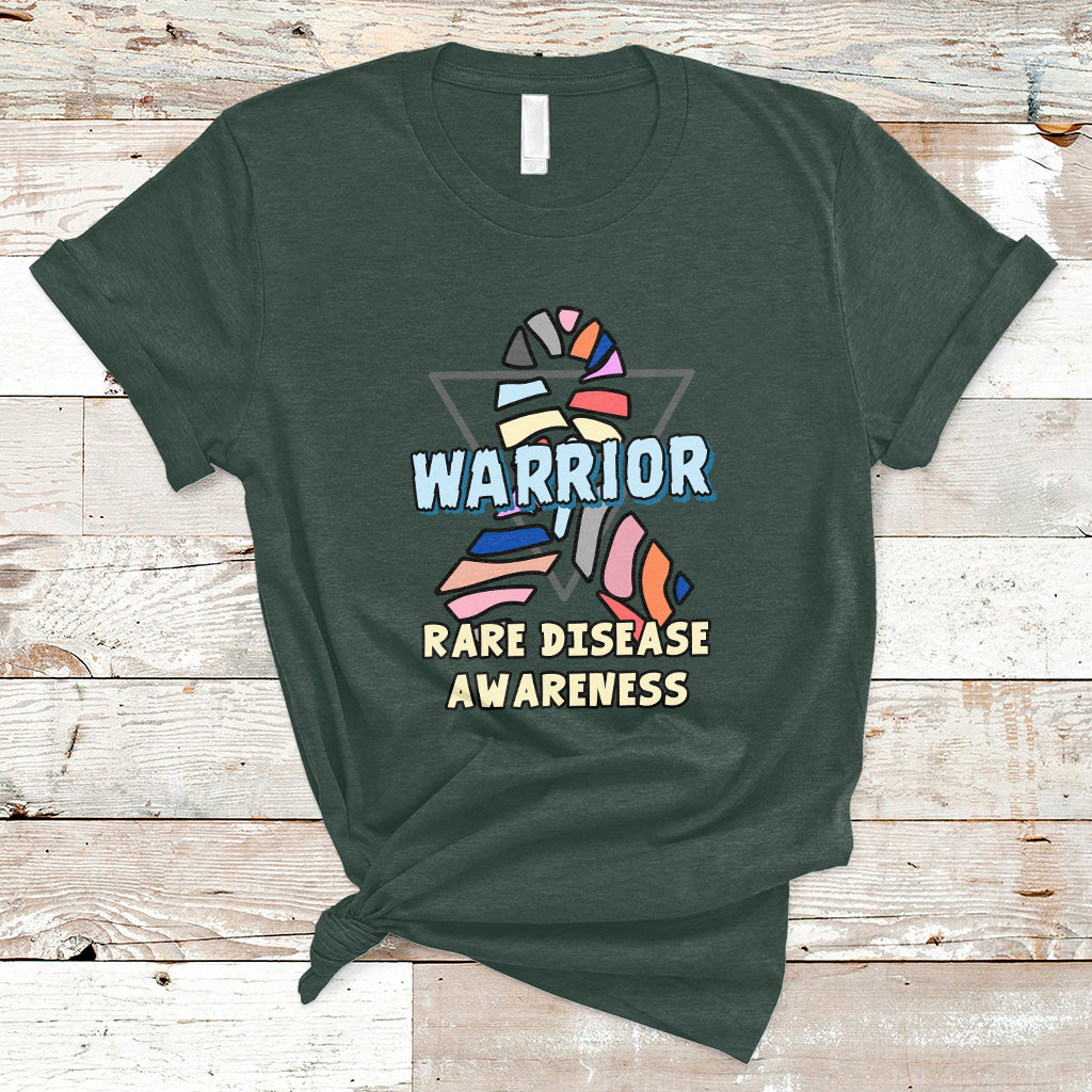 Rare Disease Warrior Rare Disease Awareness Zebra Ribbon Fighter T Shirt - Wonder Print Shop
