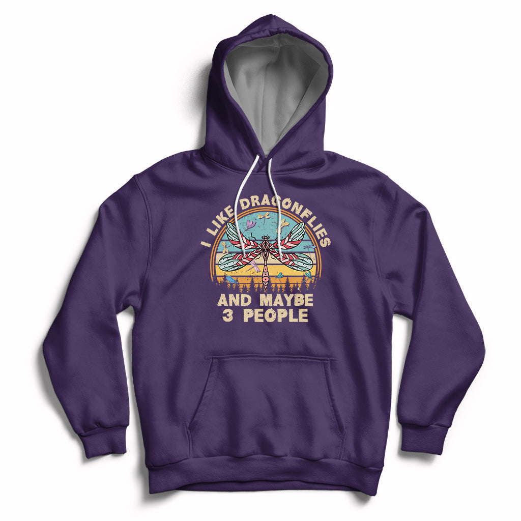 Vintage Funny I Like Dragonflies And Maybe 3 People Hoodie - Wonder Print Shop