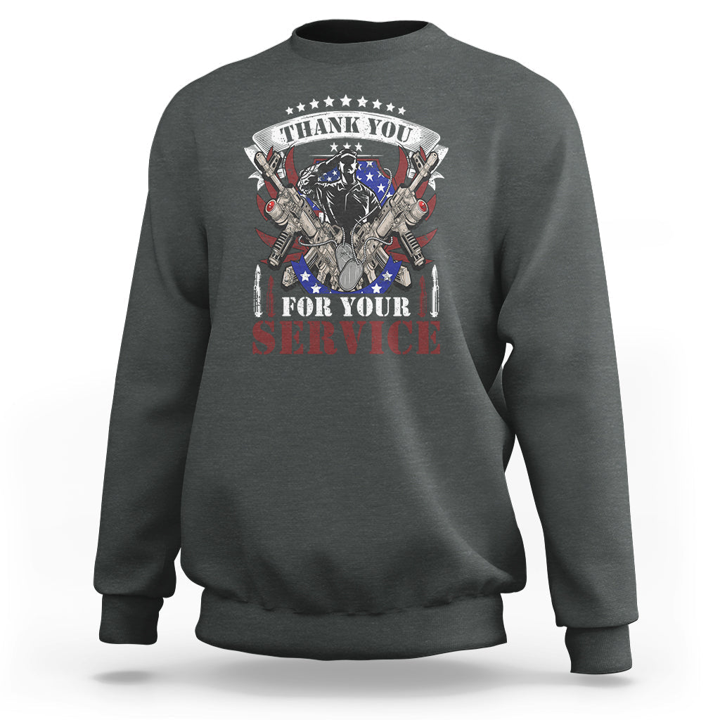 Thank You For Your Service Veterans Day Memorials Day Patriots Sweatshirt - Wonder Print Shop