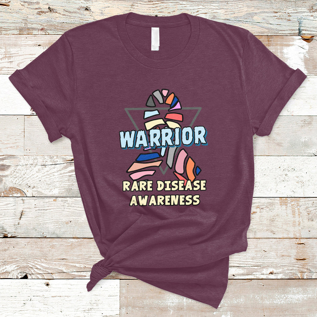 Rare Disease Warrior Rare Disease Awareness Zebra Ribbon Fighter T Shirt - Wonder Print Shop