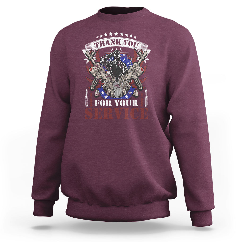 Thank You For Your Service Veterans Day Memorials Day Patriots Sweatshirt - Wonder Print Shop