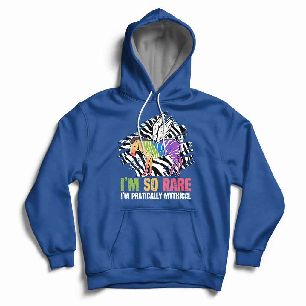 Rare Disease I'm So Rare I'm Pratically Mythical Zebra Unicorn Zebra Ribbon Hoodie - Wonder Print Shop