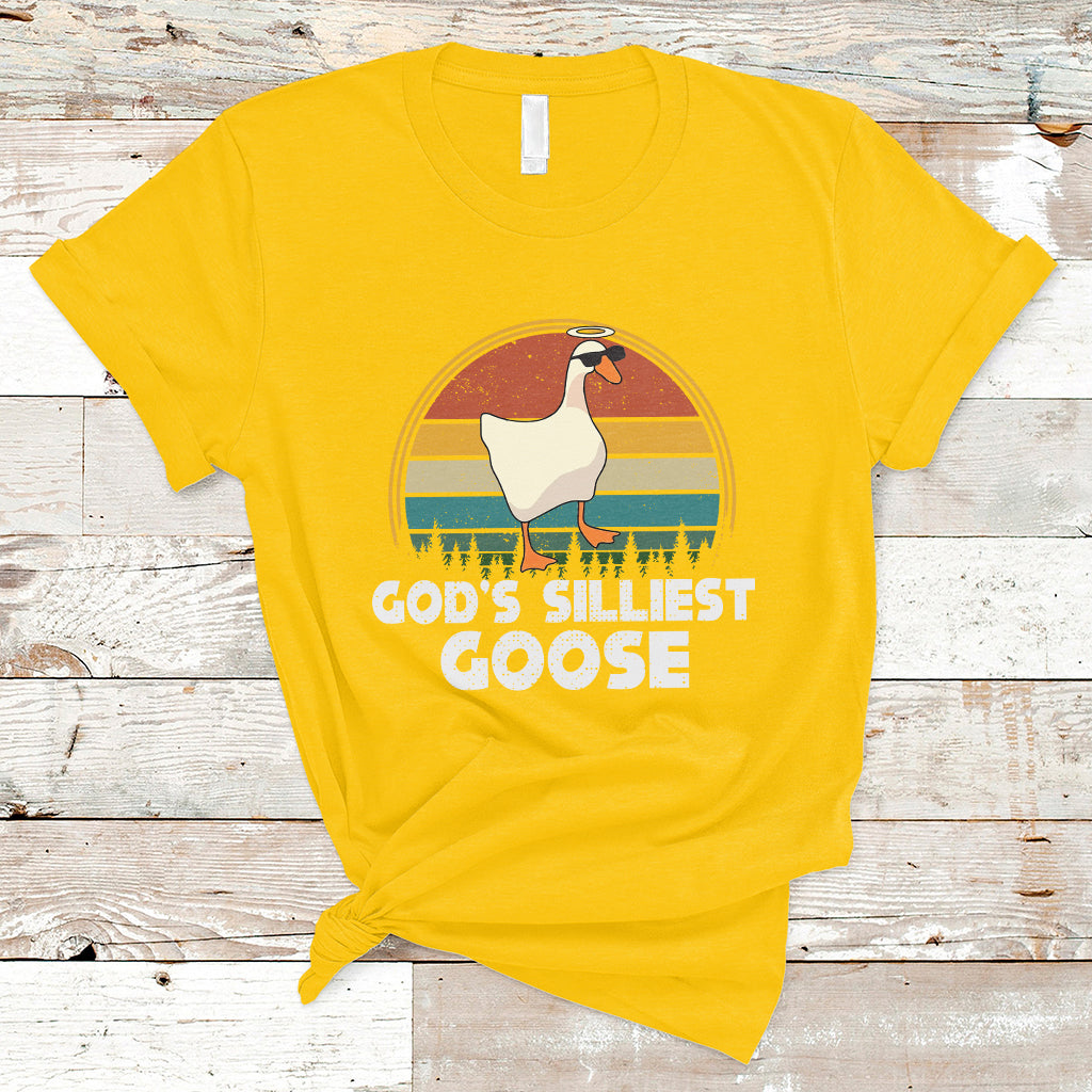 Vintage Funny God's Silliest Goose Duck Silly Goose Memes T Shirt - Wonder Print Shop