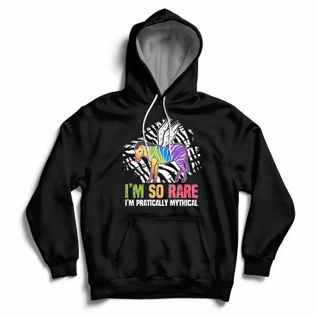 Rare Disease I'm So Rare I'm Pratically Mythical Zebra Unicorn Zebra Ribbon Hoodie - Wonder Print Shop