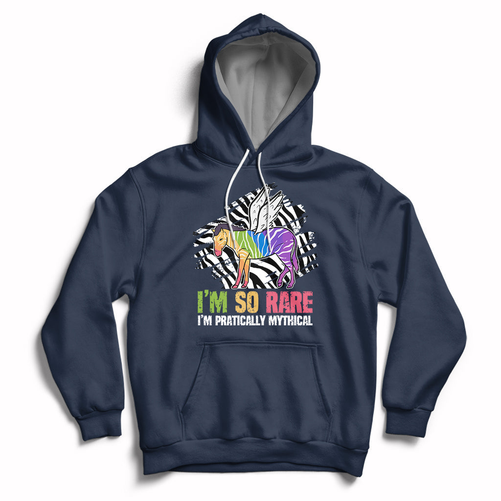 Rare Disease I'm So Rare I'm Pratically Mythical Zebra Unicorn Zebra Ribbon Hoodie - Wonder Print Shop