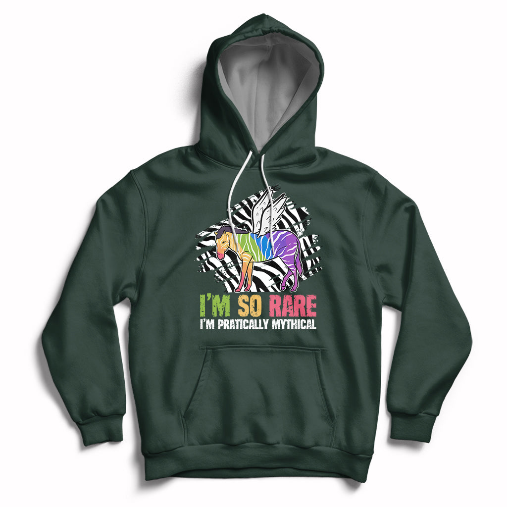 Rare Disease I'm So Rare I'm Pratically Mythical Zebra Unicorn Zebra Ribbon Hoodie - Wonder Print Shop