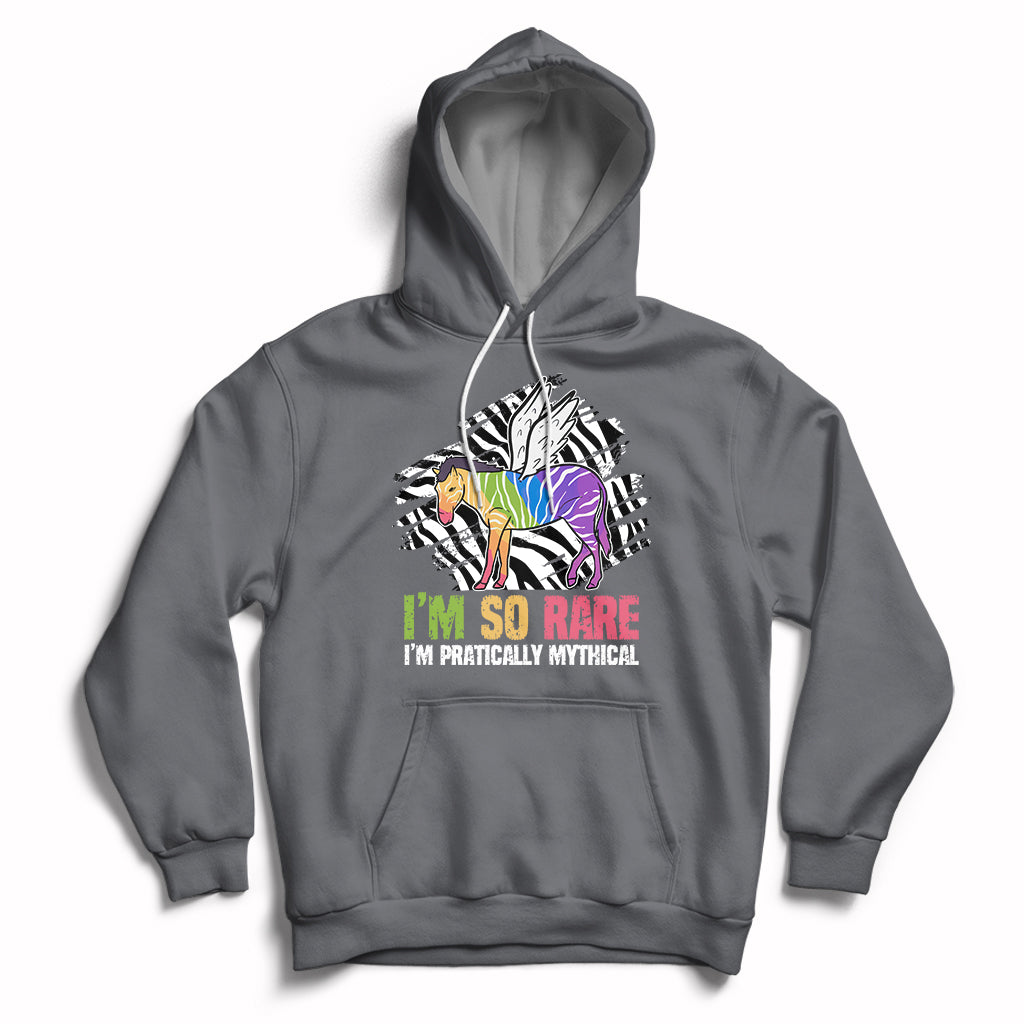 Rare Disease I'm So Rare I'm Pratically Mythical Zebra Unicorn Zebra Ribbon Hoodie - Wonder Print Shop
