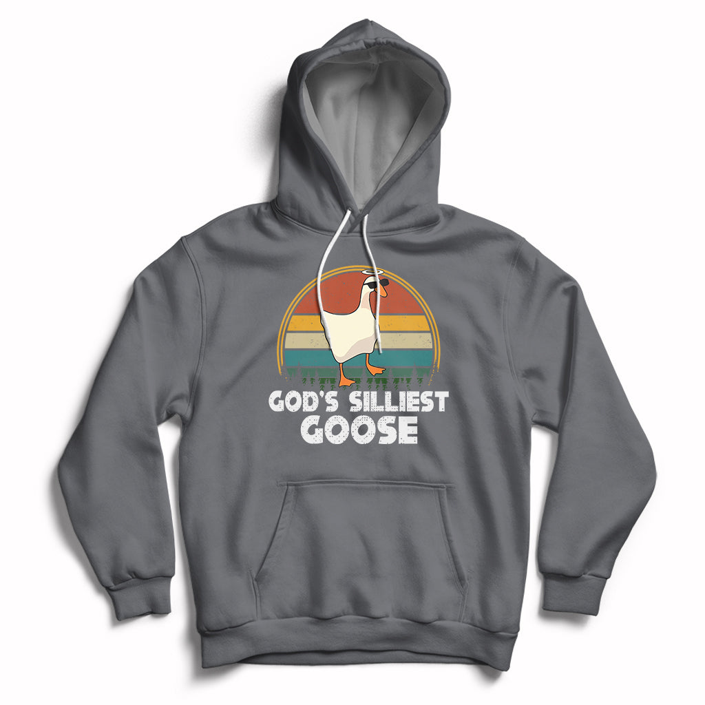 Vintage Funny God's Silliest Goose Duck Silly Goose Memes Hoodie - Wonder Print Shop
