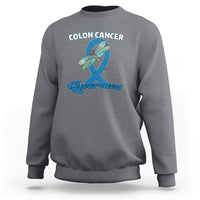 Colon Cancer Awareness Dragonfly Blue Ribbon CRC Colorectal Carcinoma Sweatshirt - Wonder Print Shop