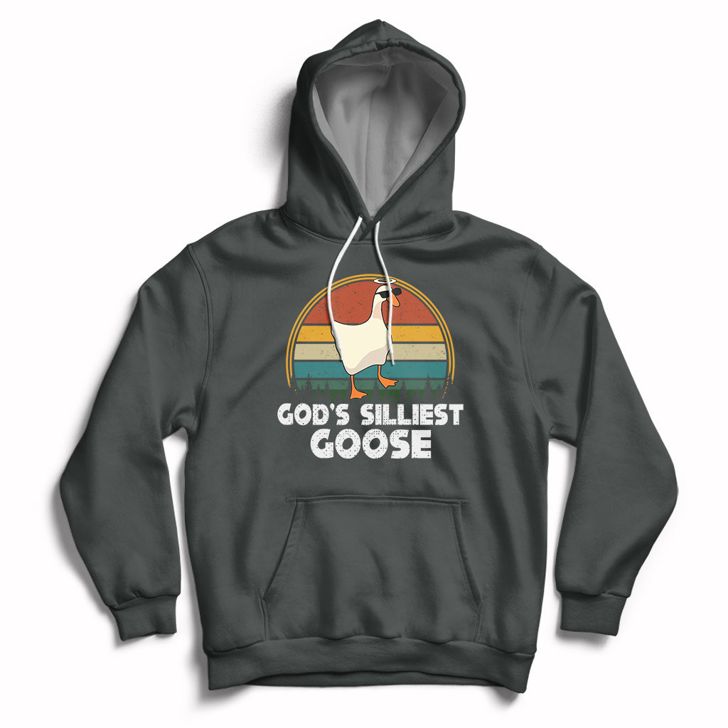 Vintage Funny God's Silliest Goose Duck Silly Goose Memes Hoodie - Wonder Print Shop
