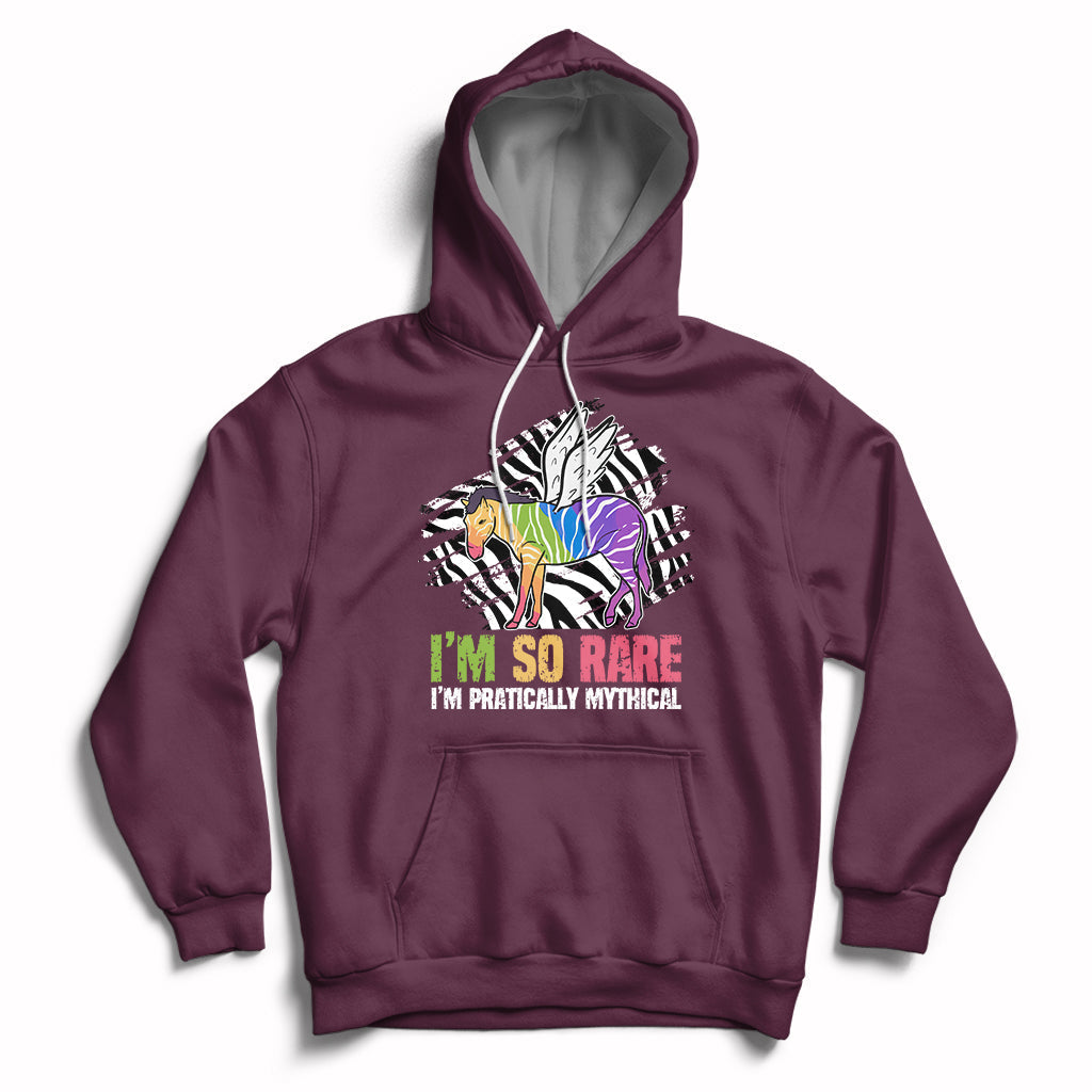 Rare Disease I'm So Rare I'm Pratically Mythical Zebra Unicorn Zebra Ribbon Hoodie - Wonder Print Shop
