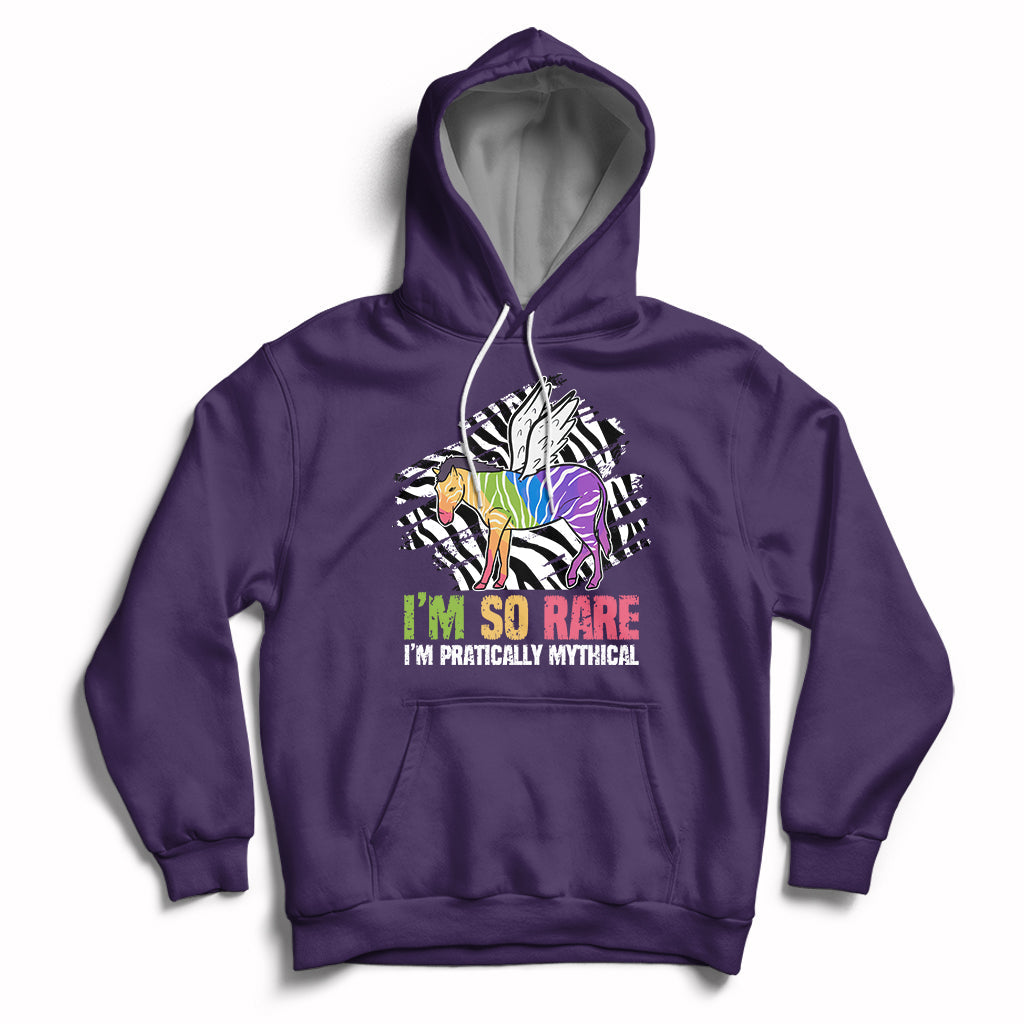 Rare Disease I'm So Rare I'm Pratically Mythical Zebra Unicorn Zebra Ribbon Hoodie - Wonder Print Shop
