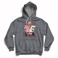 Charcoal gray hoodie with front pocket, drawstring hood, and skeleton Valentine hearts graphic