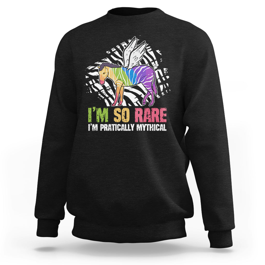Rare Disease I'm So Rare I'm Pratically Mythical Zebra Unicorn Zebra Ribbon Sweatshirt - Wonder Print Shop