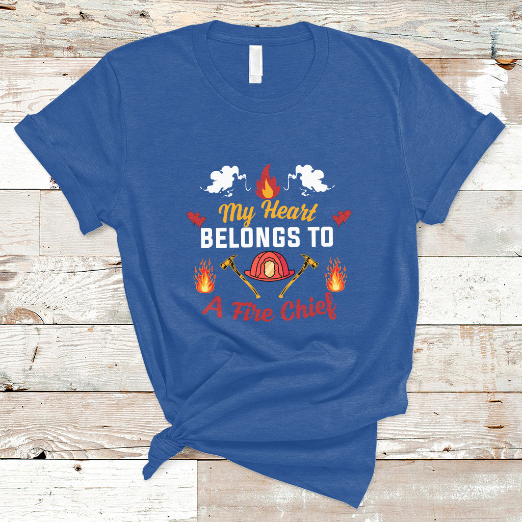 My Heart Belongs To A Fire Chief Wife Valentines Day T Shirt - Wonder Print Shop