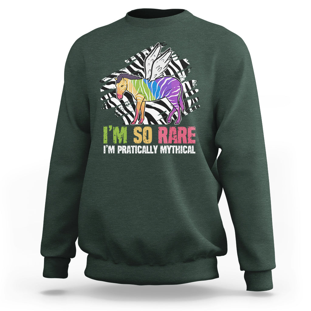 Rare Disease I'm So Rare I'm Pratically Mythical Zebra Unicorn Zebra Ribbon Sweatshirt - Wonder Print Shop