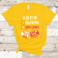 V Is For Video Games Funny Anti Valentines Day Gamer Gaming T-Shirt - Wonder Print Shop