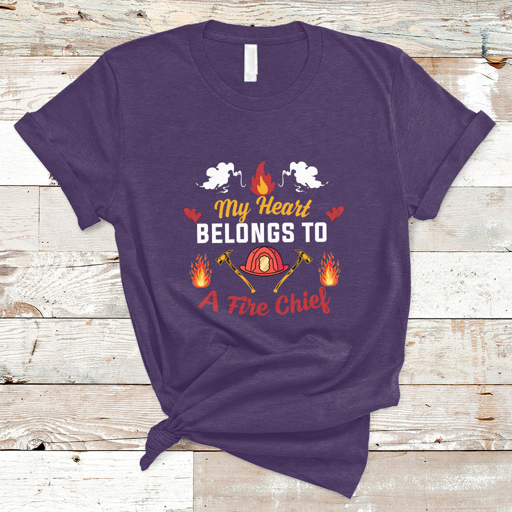 My Heart Belongs To A Fire Chief Wife Valentines Day T Shirt - Wonder Print Shop