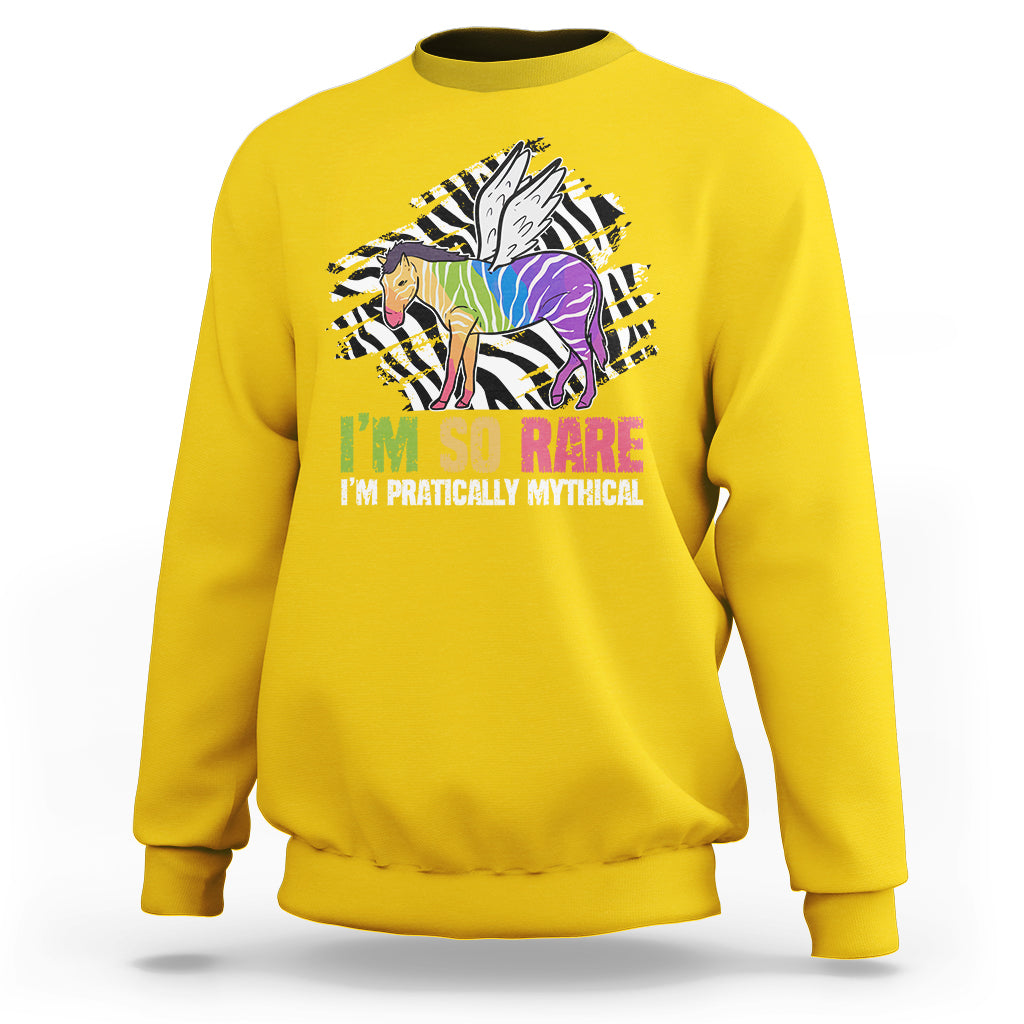 Rare Disease I'm So Rare I'm Pratically Mythical Zebra Unicorn Zebra Ribbon Sweatshirt - Wonder Print Shop
