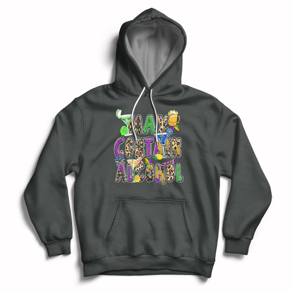 May Contain Alcohol Warning Mardi Gras Party Drinking Team Hoodie - Wonder Print Shop