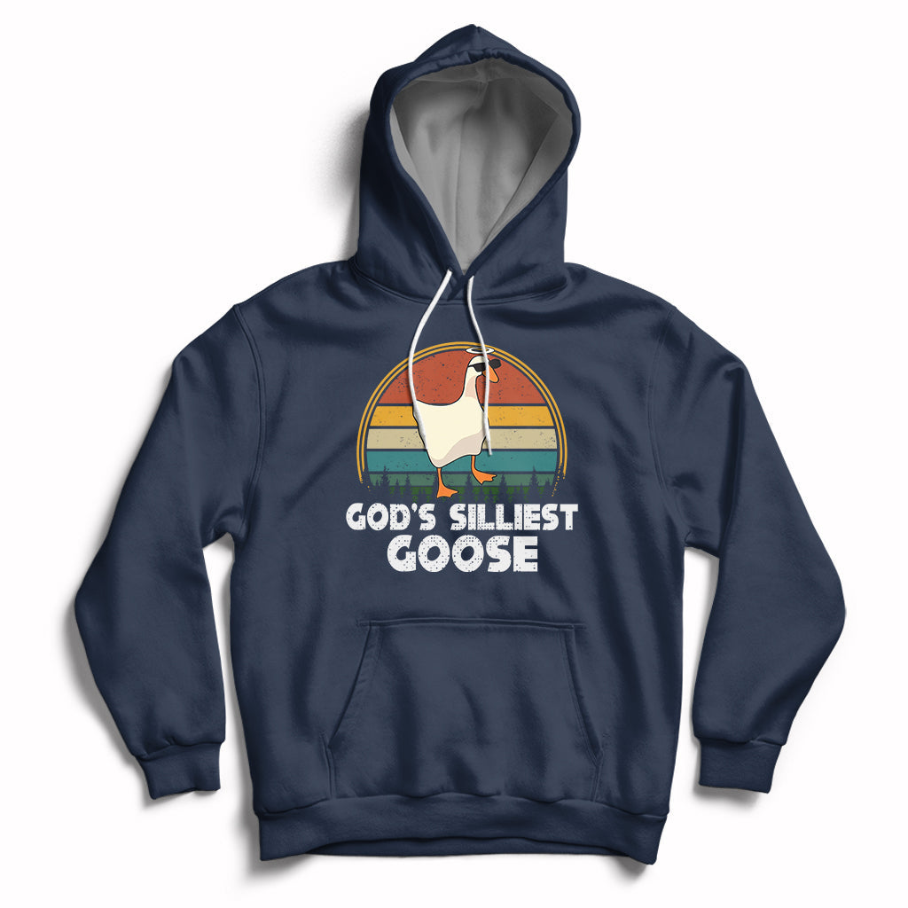 Vintage Funny God's Silliest Goose Duck Silly Goose Memes Hoodie - Wonder Print Shop