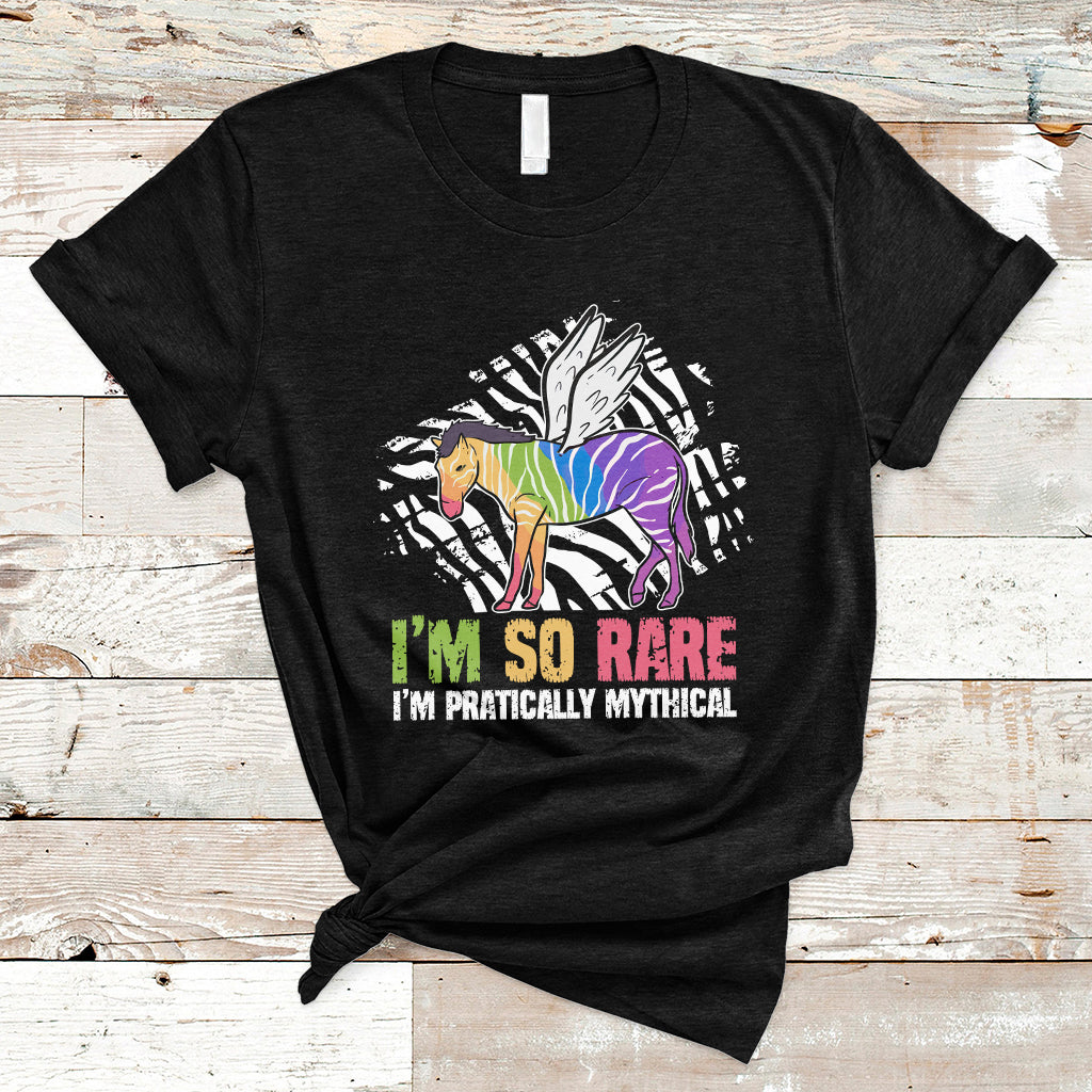 Rare Disease I'm So Rare I'm Pratically Mythical Zebra Unicorn Zebra Ribbon T Shirt - Wonder Print Shop