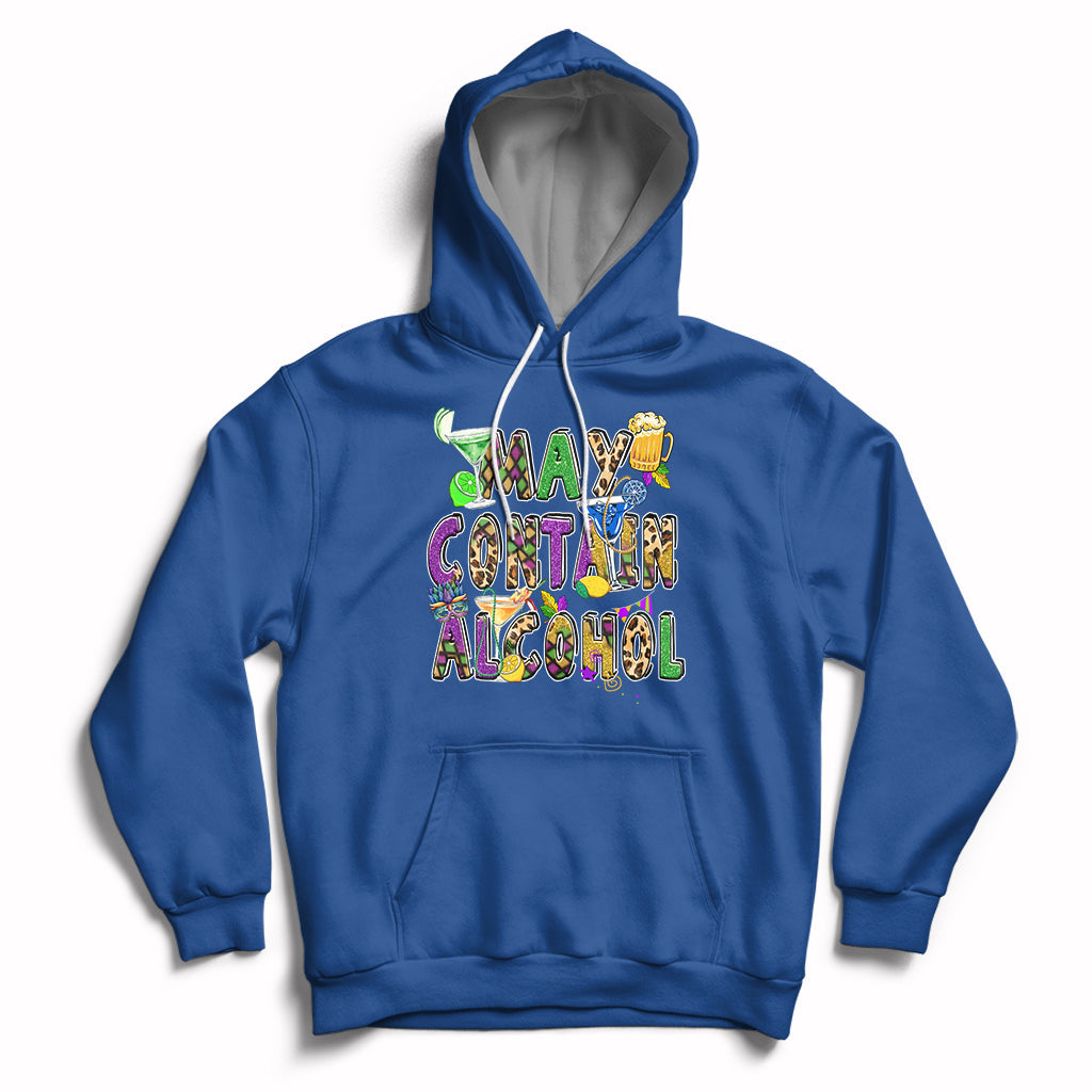 May Contain Alcohol Warning Mardi Gras Party Drinking Team Hoodie - Wonder Print Shop