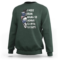 I Went From Mama To Mommy Mom Bruh Funny Mothers Day Skull Messy Bun Womens Sweatshirt - Wonder Print Shop